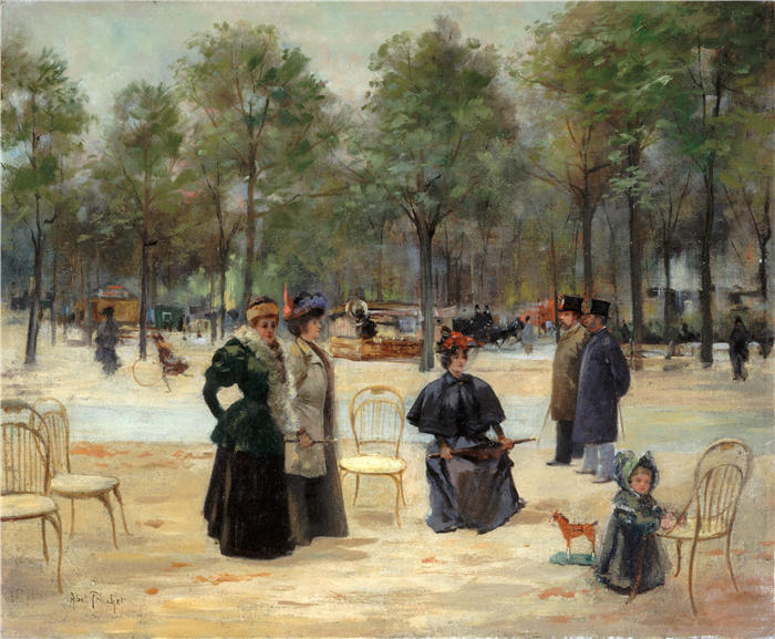 路易斯·阿贝尔-特鲁谢（Louis Abel-Truchet，法国画家）高清作品-《香榭丽舍大街 (1895)》
