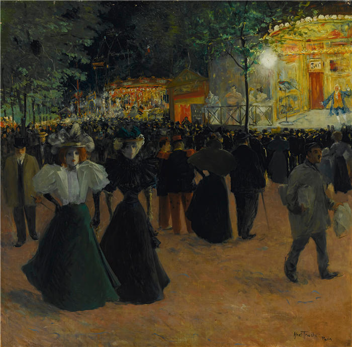 路易斯·阿贝尔-特鲁谢（Louis Abel-Truchet，法国画家）高清作品-《狂欢节，皮加尔广场》