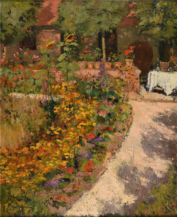 路易斯·阿贝尔-特鲁谢（Louis Abel-Truchet，法国画家）高清作品-《凉棚; 弗勒里花园（1906 年之前）》