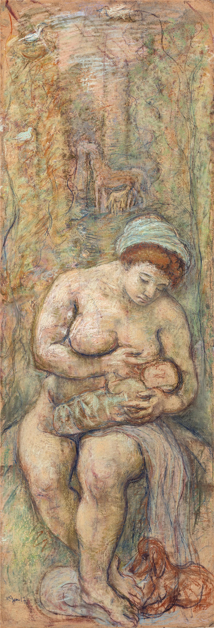 罗伯特·格宁（Robert Genin ，俄罗斯，1884 - 1941）作品-母亲 (1917)