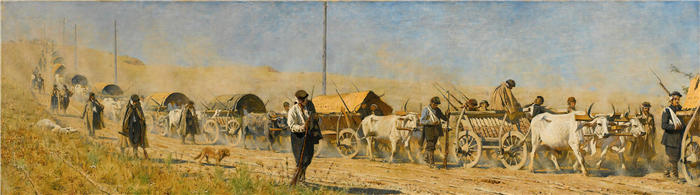 瓦西里·韦列夏金（Vasily Vereshchagin，俄罗斯画家）作品-《伤员的运输》