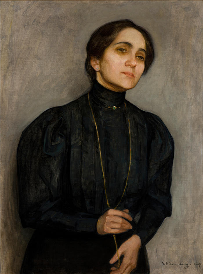 塞缪尔·赫森伯格（Samuel Hirszenberg，波兰画家，1865 - 1908 年）作品-玛丽亚·费尔德曼的肖像（1907 年）
