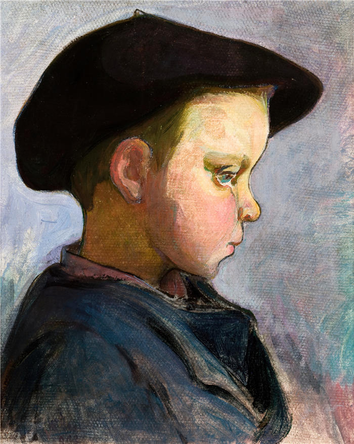 瓦迪斯瓦夫·斯莱温斯基（Władysław Ślewiński，波兰画家）作品-《一个男孩的研究（1902）》