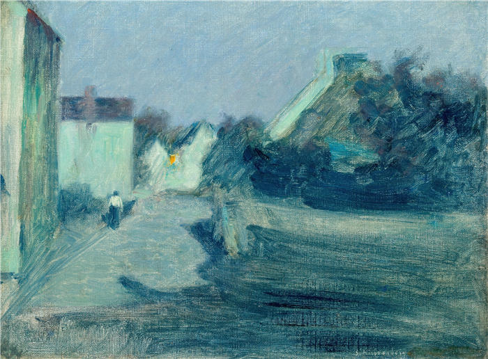 塞缪尔·赫森伯格（Samuel Hirszenberg，波兰画家，1865 - 1908 年）作品-月光村巷 (1900)