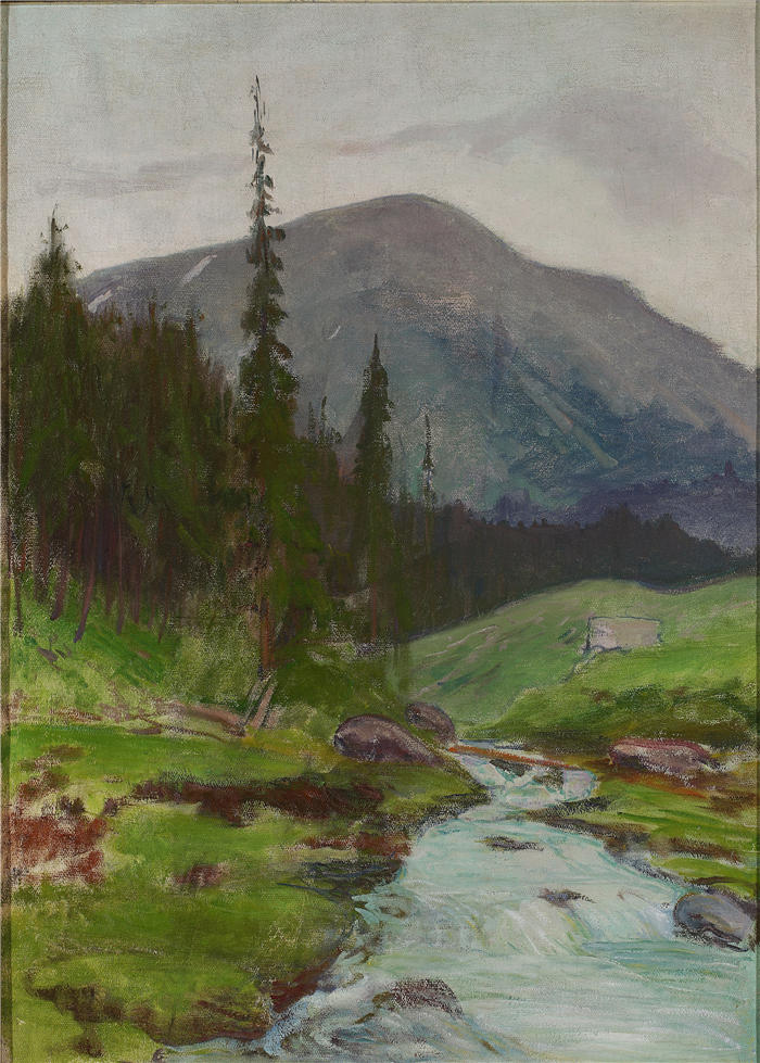 瓦迪斯瓦夫·斯莱温斯基（Władysław Ślewiński，波兰画家）作品-《山景（约 1903 年）》