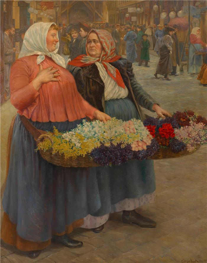约瑟夫·恩格尔哈特（ Josef Engelhart，奥地利画家）作品-《布卢门梅辰 (1903)》