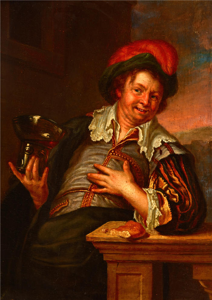 雅各布·图伦夫利特(Jacob Toorenvliet，1640-1719)作品-《拿着杯子的人（1660-1719）》