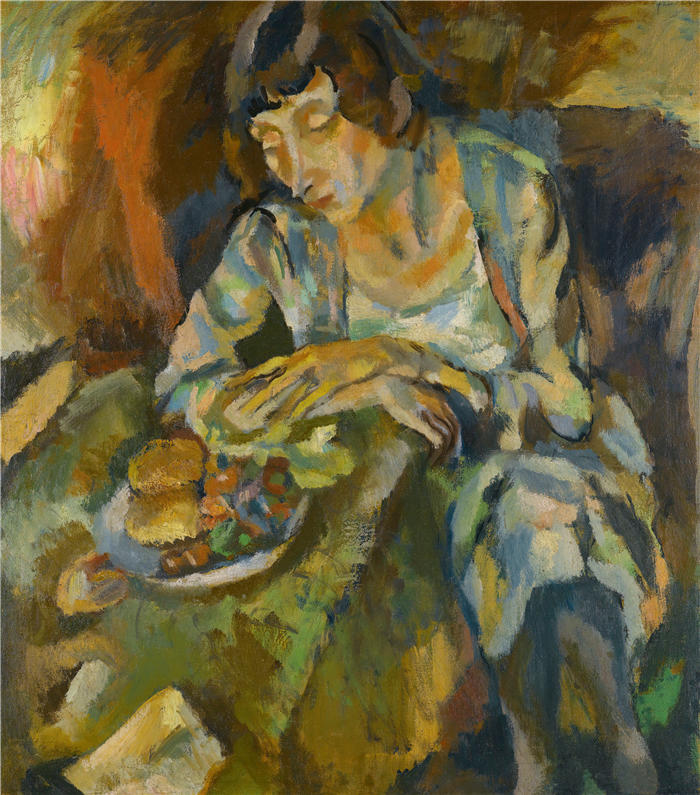 朱尔斯·帕辛（Jules Pascin，法国画家）高清作品-《Hermine Aux Fruits (1919)》