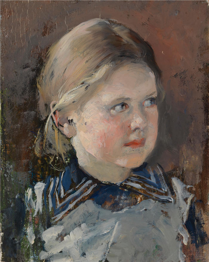 贡纳尔·伯恩特森（Gunnar Berndtson，芬兰画家）作品-《一个女孩的头（1890 年）》