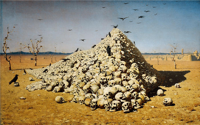 瓦西里·韦列夏金（Vasily Vereshchagin，俄罗斯画家）作品-《战争的神化（1871）》