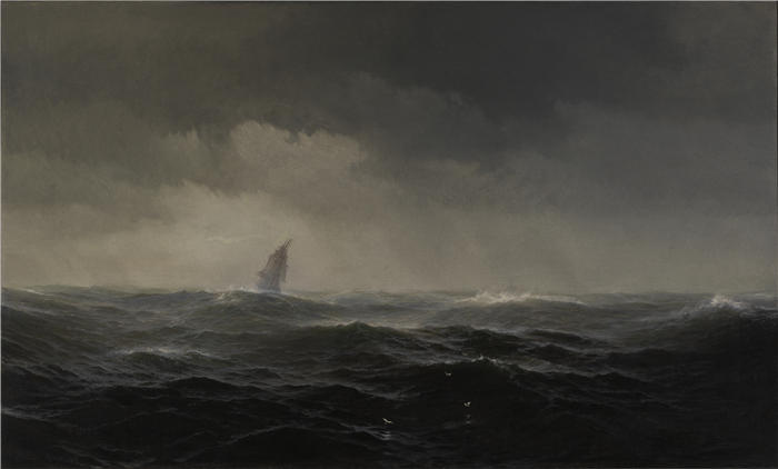 爱德华·莫兰（Edward Moran，美国画家）作品-海 (1870)