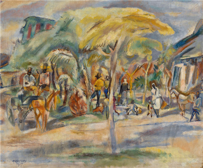 朱尔斯·帕辛（Jules Pascin法国画家）高清作品-《南方风景 (1917)》