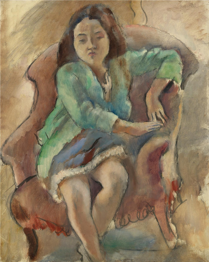 朱尔斯·帕辛（Jules Pascin法国画家）高清作品-《西蒙娜·德阿拉尔（牧羊女）（1924年）》