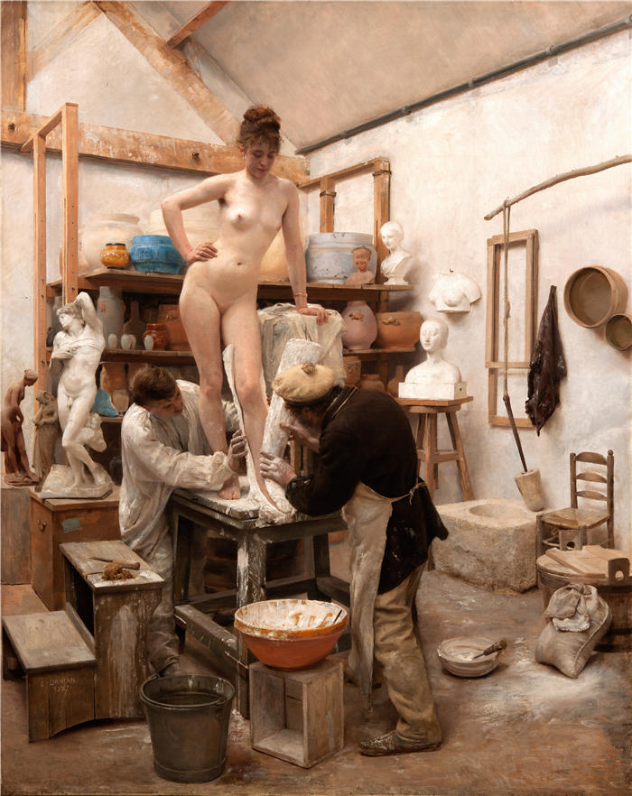 爱德华·丹坦（Edouard Dantan，法国，1848-1897 年）作品-从生活中铸造（1887）