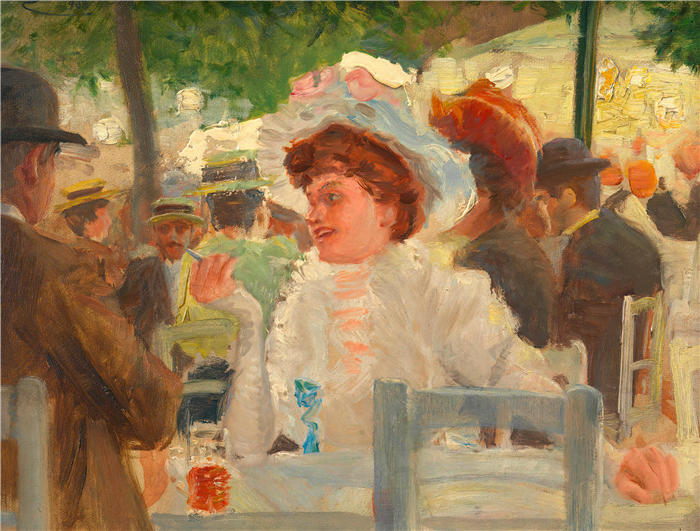 约瑟夫·恩格尔哈特（ Josef Engelhart，奥地利画家）作品-《在餐馆里（1908）》