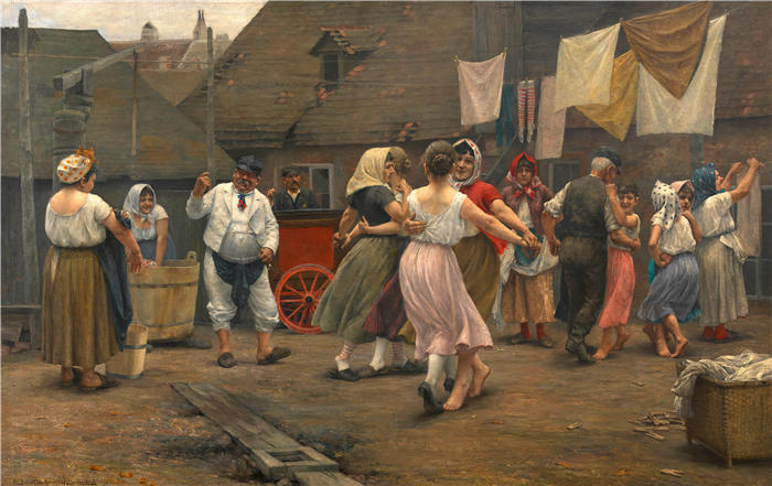 约瑟夫·恩格尔哈特( Josef Engelhart,奥地利画家)作品-《挂在架子上的球(1890)》