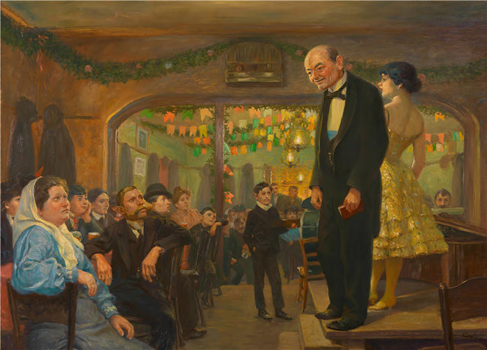 约瑟夫·恩格尔哈特（ Josef Engelhart，奥地利画家）作品-《民间歌手表演（1906）》
