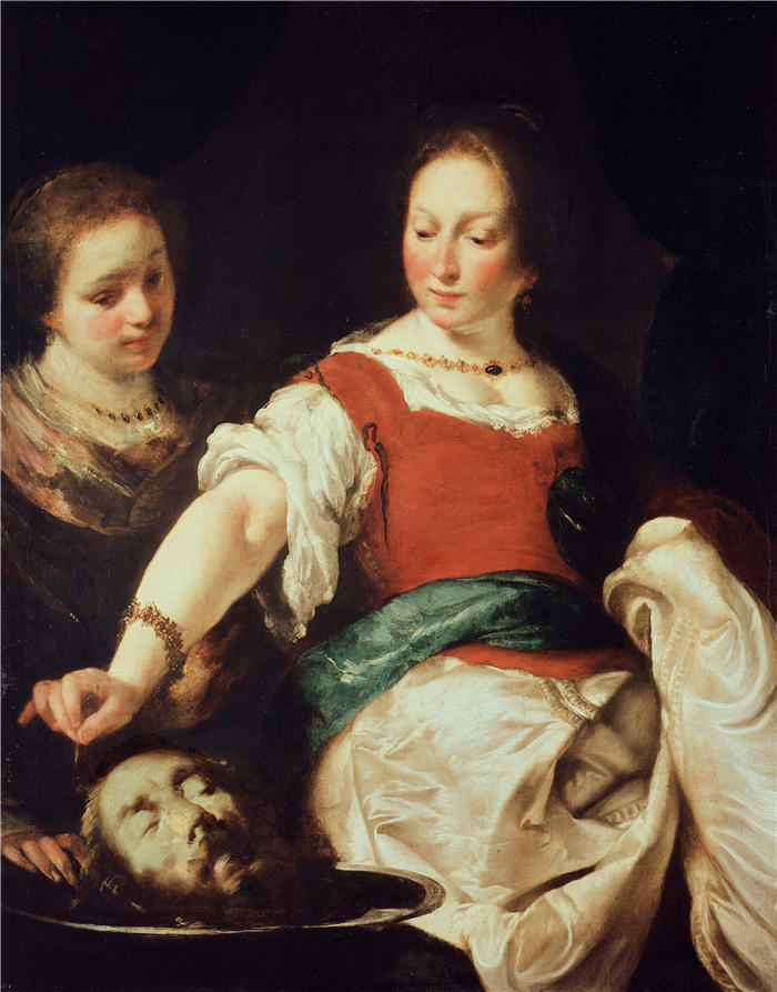 贝尔纳多·斯特罗兹（Bernardo Strozzi，意大利画家）高清作品-《莎乐美（1630 年后）》