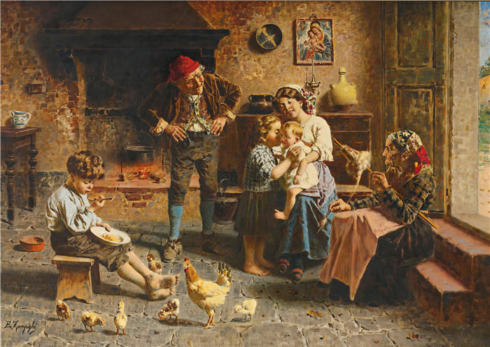 欧金尼奥·赞皮吉（Eugenio Zampighi，意大利画家）作品-《新宝宝》