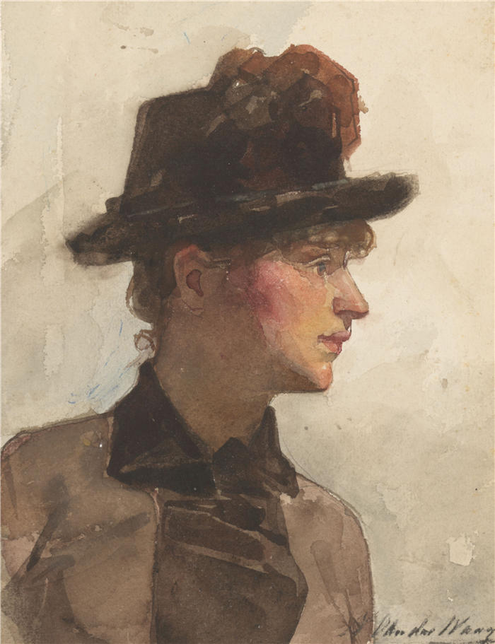 尼古拉斯·范德韦（Nicolaas van der Waay，荷兰，1855–1936 年）作品-Damesportret (1865 - 1936)