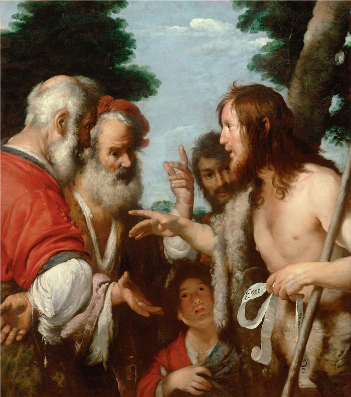 贝尔纳多·斯特罗兹(Bernardo Strozzi,意大利画家)高清作品-《施洗者圣约翰讲道》