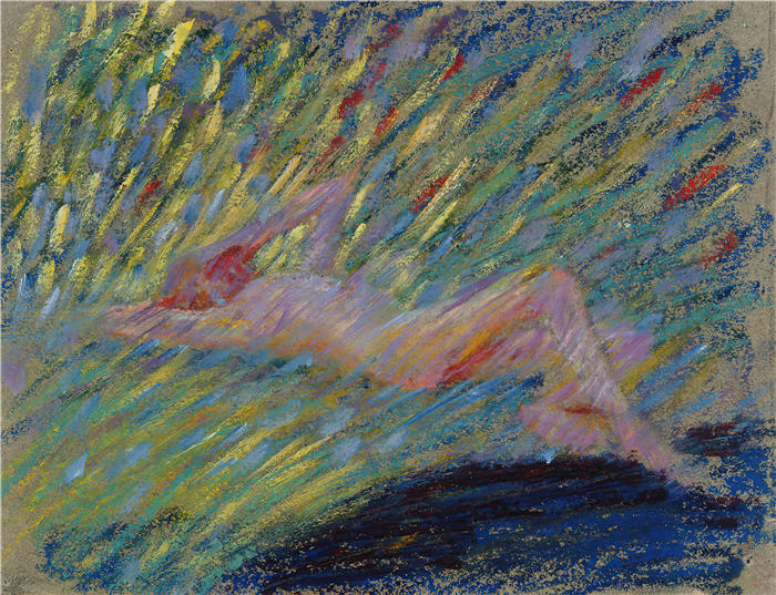 玛丽亚·维克（Maria Wiik，芬兰画家，1853 – 1928 年)作品-裸体躺着的女模特（1904）