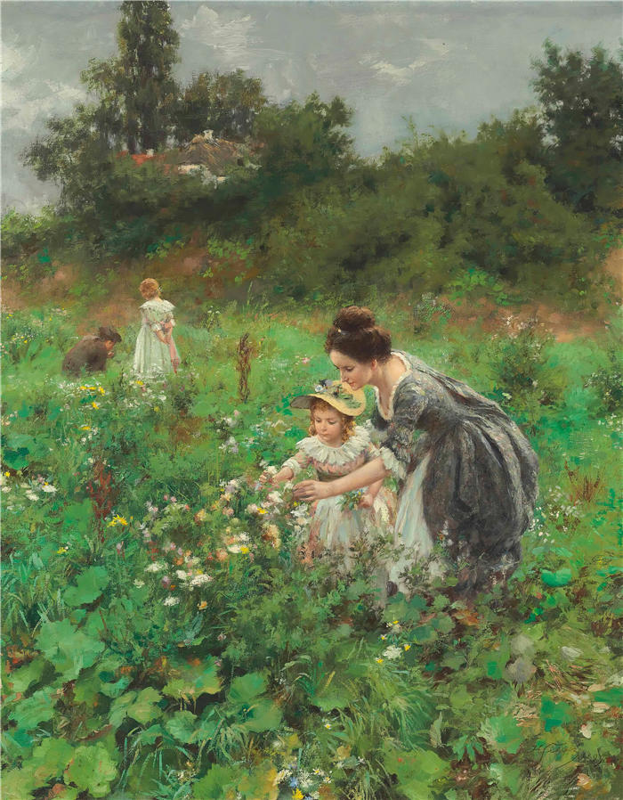 赫尔曼·西格(Hermann Seeger，德国画家, 1857 –1945)作品-Summerlust（夏日的喜悦）（1899）
