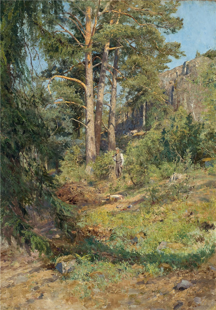 卡尔·特拉加德(Carl Trägårdh,瑞典画家,1861 – 1899)-松林斯库图登 (1887)