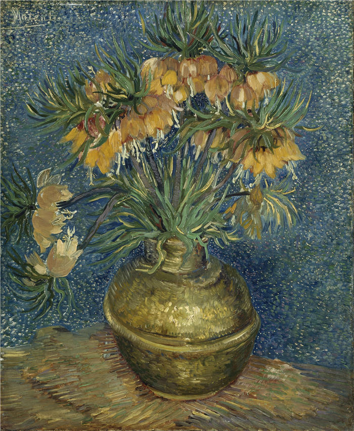 文森特·梵高（Vincent van Gogh，荷兰画家）高清作品 –《铜花瓶中的皇家贝母（1887 年）》