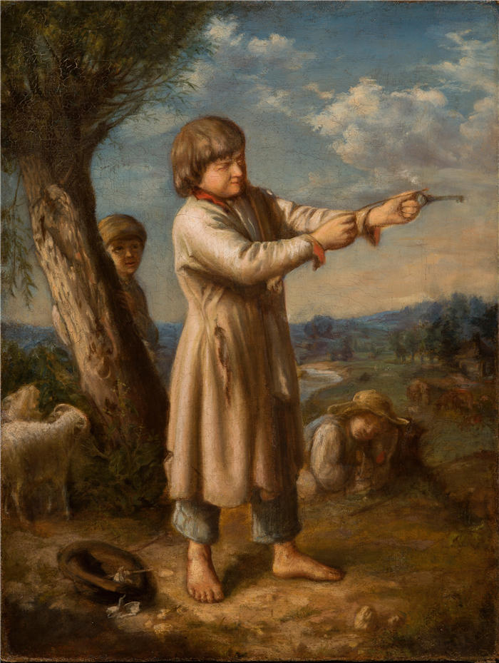 亚历山大·科西斯(Aleksander Kotsis,波兰画家)作品-用钥匙射击的男孩(1863 年之前)