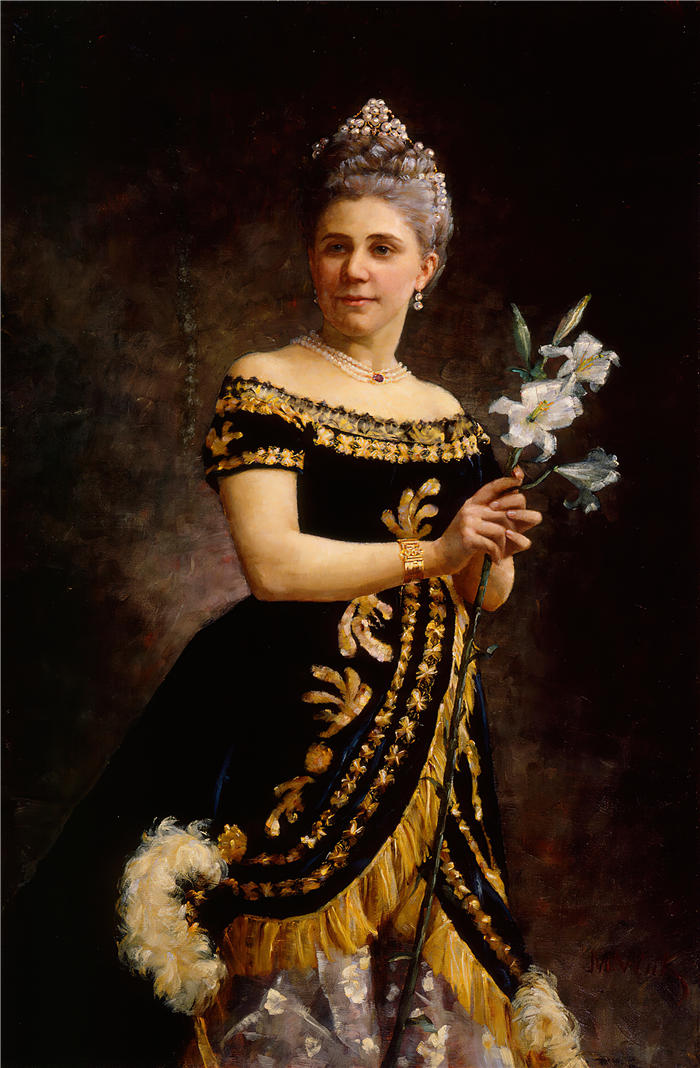 玛丽亚·维克（Maria Wiik，芬兰画家，1853 – 1928 年)作品-歌剧歌手 Ida Basilier-Magelsen 