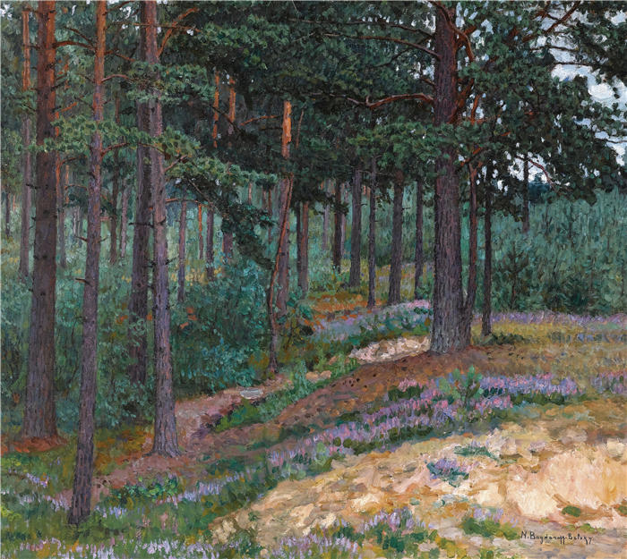尼古拉·博格丹诺夫-贝尔斯基（Nikolay Petrovich Bogdanov-Belsky，俄罗斯）作品-林间空地