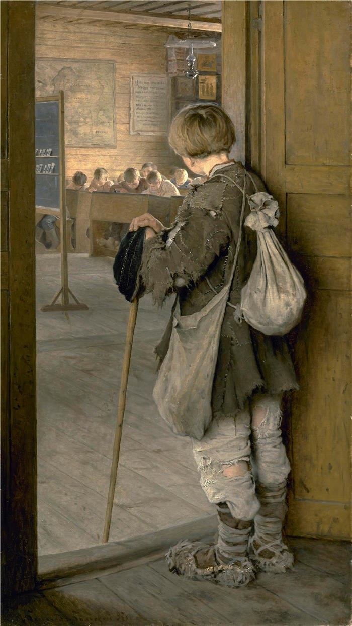 尼古拉·博格丹诺夫-贝尔斯基（Nikolay Petrovich Bogdanov-Belsky，俄罗斯）作品-在校门口 (1897)
