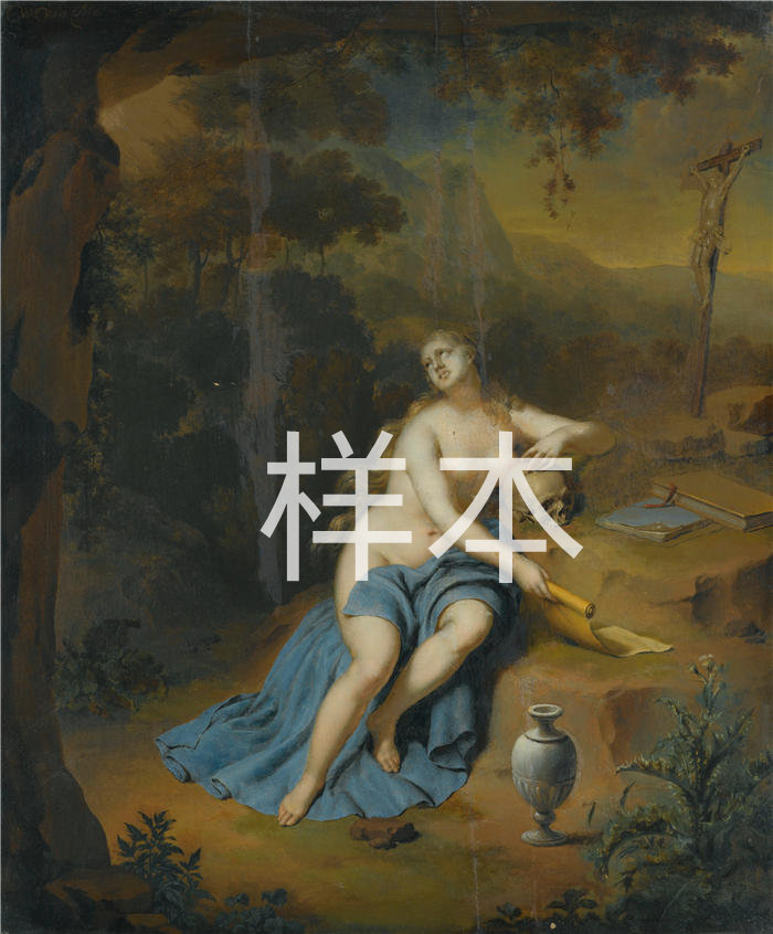 弗朗斯·范·米耶里斯（Frans van Mieris，荷兰画家）高清作品-《风景中的忏悔玛利亚抹大拉（1718）》
