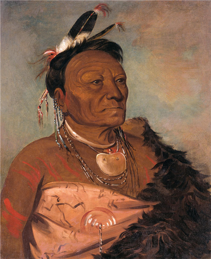 乔治·卡特林 (George Catlin,美国画家)作品-《Wee-Tá-Ra-Shá-Ro，部落首领（1834 年）》