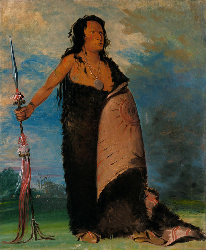 乔治·卡特林 (George Catlin,美国画家)作品-《Shoo-De-Gá-Cha，烟雾，部落首领（1832 年）》
