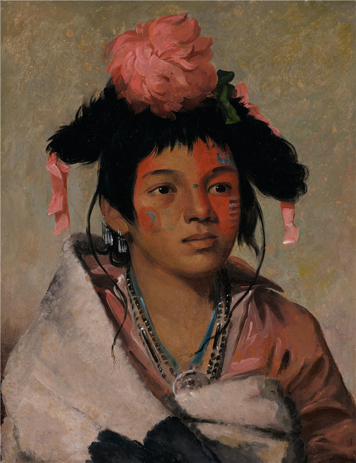 乔治·卡特林 (George Catlin,美国画家)作品-《Tcha-Káuk-O-Ko-Máugh，伟大的酋长，一个男孩（1831 年）》