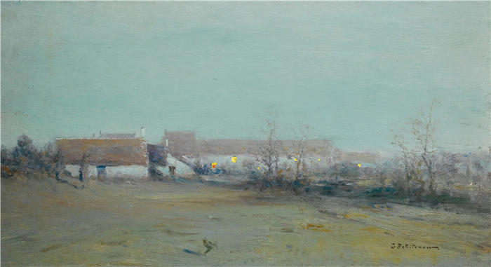 伊万·帕夫洛维奇·波希托诺夫（Ivan Pavlovich Pokhitonov，乌克兰人，1851–1924 年）作品-黄昏的农场