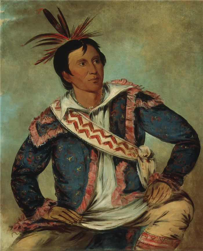 乔治·卡特林 (George Catlin,美国画家)作品-《Há-Tchoo-Túc-Knee，鳄龟，一种混血儿（1834 年）》