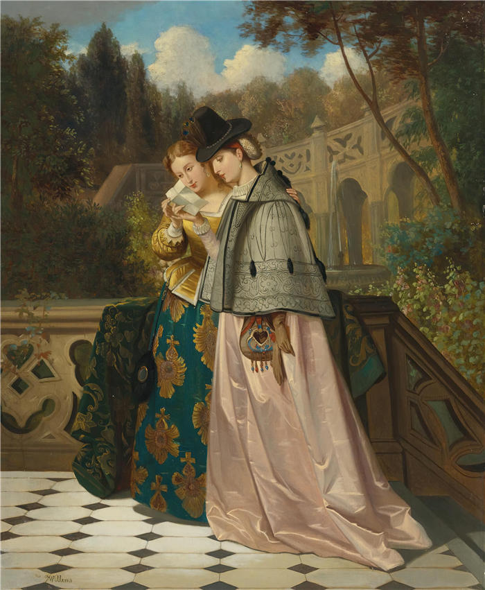 弗洛伦特·威廉斯（Florent Willems ，比利时画家，1823-1905 年）作品-信