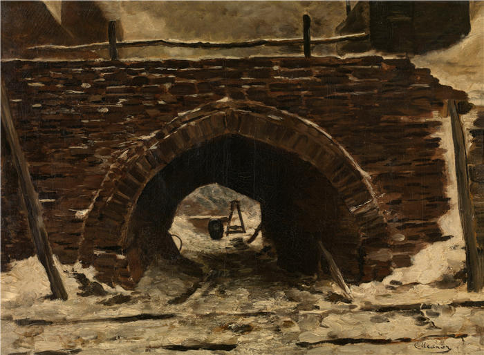 康斯坦丁·默尼耶（Constantin Meunier，比利时画家）高清作品-《一座旧桥》