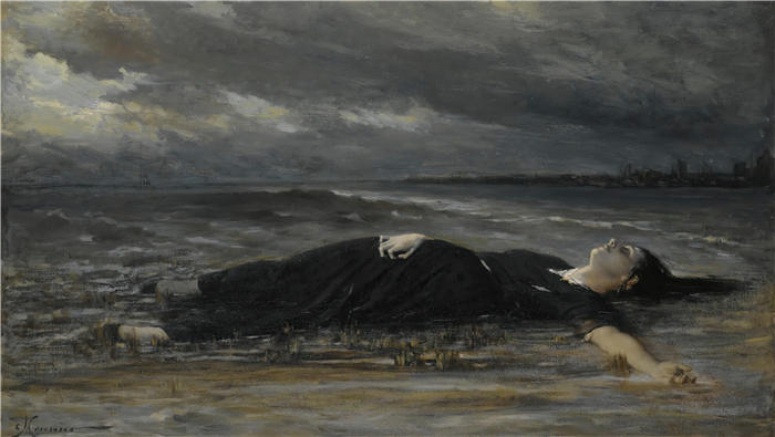 康斯坦丁·默尼耶（Constantin Meunier，比利时画家）高清作品-《奥菲莉》