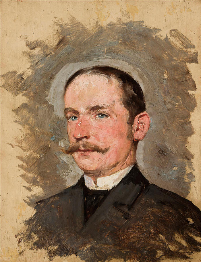 塔德乌什·艾杜凯维奇（Tadeusz Ajdukiewicz，波兰画家）作品-《男人的画像（1880-1900）》