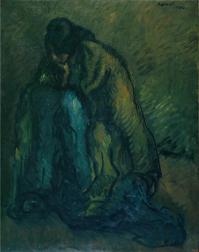 伊西德·诺内尔（Isidre Nonell ，西班牙画家）高清作品-《思考 (1906)》