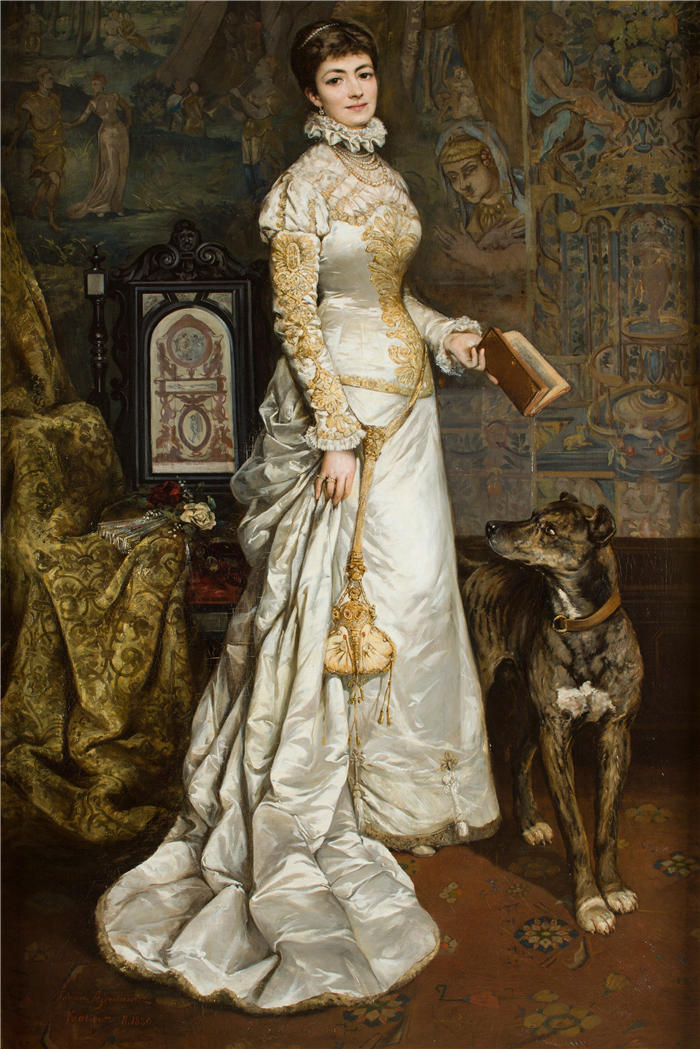 塔德乌什·艾杜凯维奇（Tadeusz Ajdukiewicz，波兰画家）作品-《elena Modrzejewska 的肖像（1879-1880）》