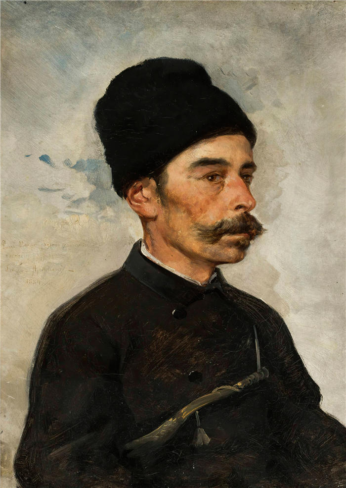 塔德乌什·艾杜凯维奇（Tadeusz Ajdukiewicz，波兰画家）作品-《对猎人的研究（1884 年）》