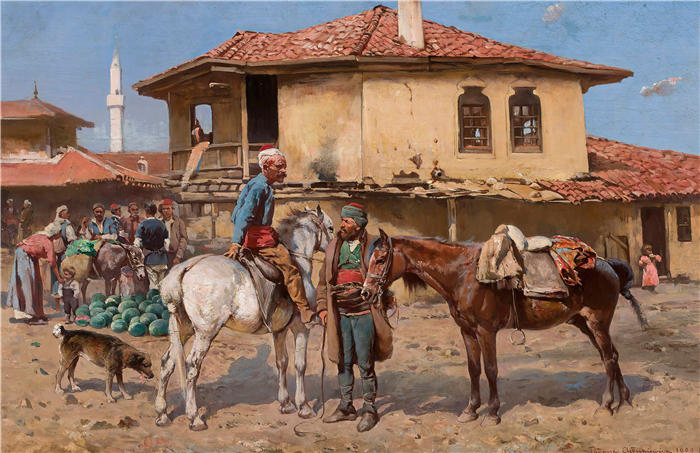 塔德乌什·艾杜凯维奇（Tadeusz Ajdukiewicz，波兰画家）作品-《东部市场（1900）》