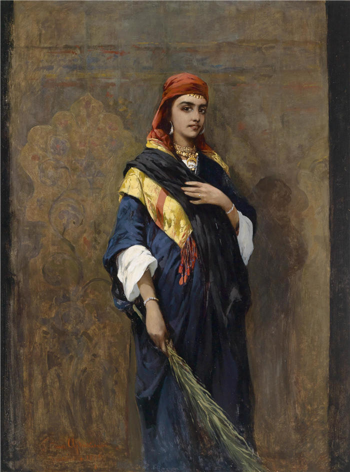 塔德乌什·艾杜凯维奇（Tadeusz Ajdukiewicz，波兰画家）作品-《Bildnis einer Orientalin (1870)》