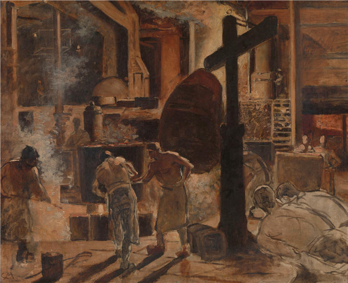 康斯坦丁·默尼耶（Constantin Meunier，比利时画家）高清作品-《钢铁厂》