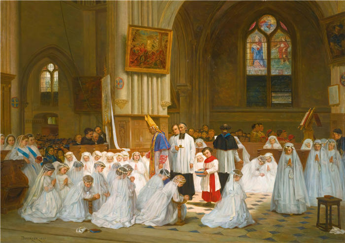 泰奥菲尔·杜维格(Théophile Duverger，法国画家)作品-《确认À Villiers-Le-Bel (1867)》